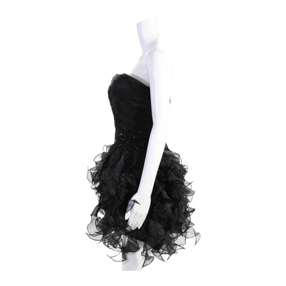 NWT SHERRI HILL Black Strapless Embellished Ruffle Mini Dress Size 8 Prom Dress - Picture 3 of 9